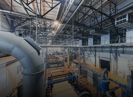 Interior de uma indústria com estrutura de climatização